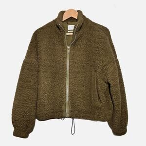 Urban Outfitters‎ Oversized Full Zip Teddy Coat Jacket Sherpa Moss Green Small